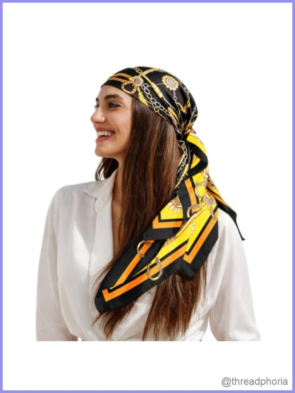 Satin Head Scarf Large 35" Square Silk-Like Bandana Beach Vacation Fashion